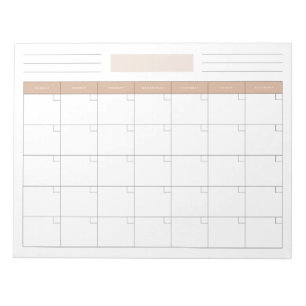 Elegant Blank Monthly Calendar Planner Notepad
