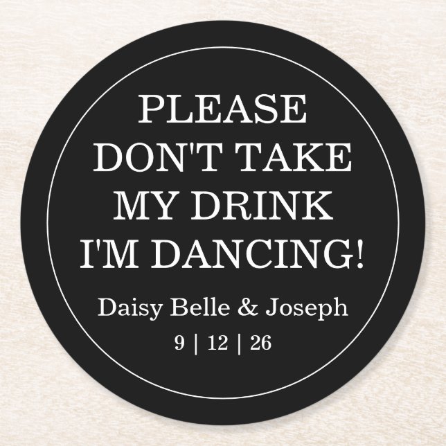 Elegant Blank & White Wedding Round Paper Coaster (Front)