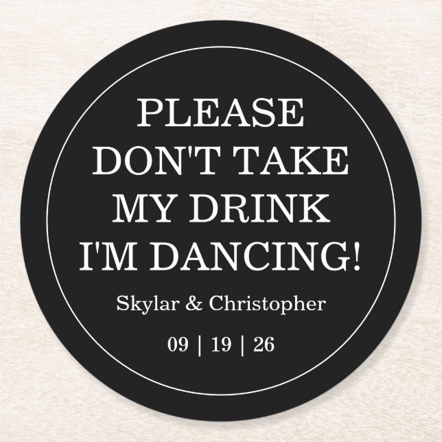 Elegant Blank & White Wedding Round Paper Coaster (Front)