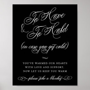 Elegant Blanket White Calligraphy   Chic Party Poster
