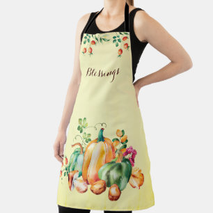 Elegant Blessings Fall Autumn Harvest Thanksgiving Apron