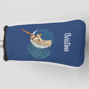 Elegant Blonde Fairy Wearing Silk Stocking on Moon Golf Head Cover