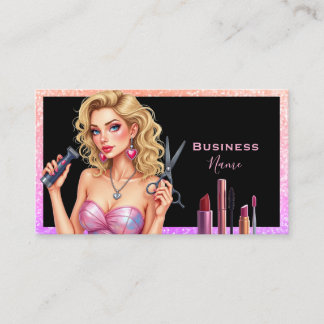 Elegant Blonde Lady Hair Makeup Business Card