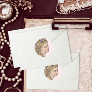 Elegant Blonde Victorian Woman Vintage Fashion Classic Round Sticker