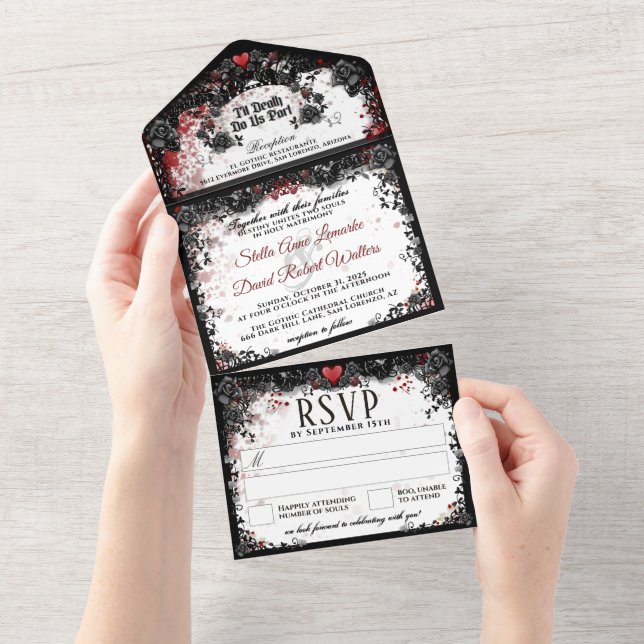 Elegant Blood Splatter Halloween - Together With All In One Invitation (Tearaway)