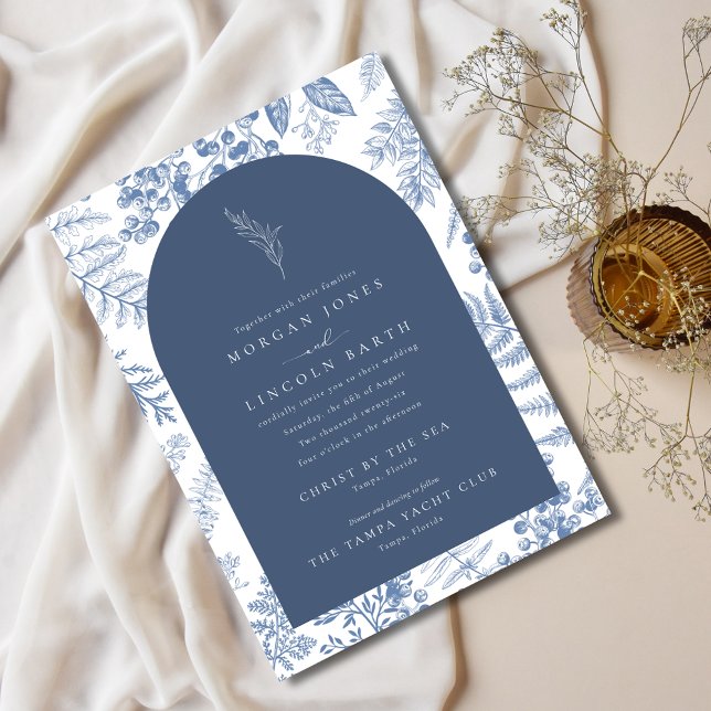 Elegant Bloom French Blue Floral Wedding Invitation (Elegant Bloom French Blue Floral Wedding Invitation)