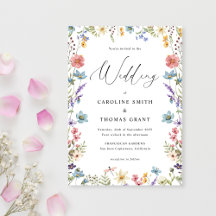 Elegant Bloom Wildflower Romantic Script Wedding
