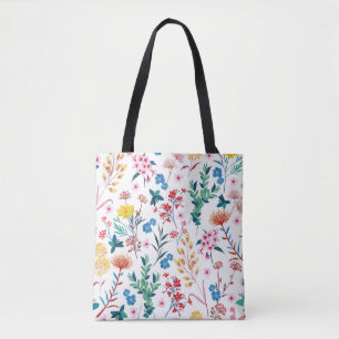 Elegant Blooming Garden floral in small hand draw Tote Bag