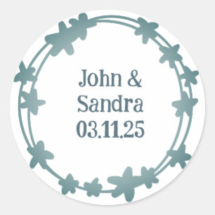 Elegant Blooming Stars Wreath Botanicals Classic Round Sticker