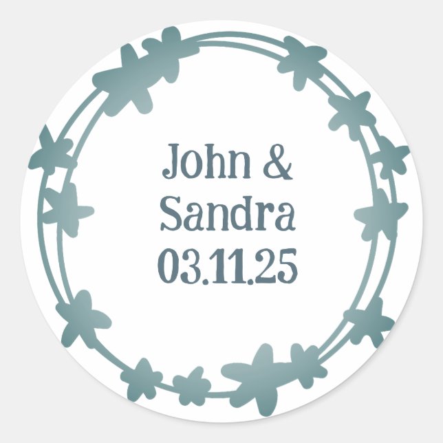 Elegant Blooming Stars Wreath Botanicals Classic Round Sticker (Front)