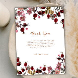 Elegant Blooming Wildflower Berry Baby Shower Thank You Card