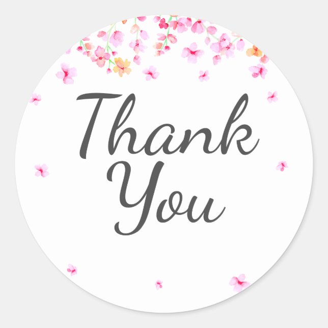 Elegant Blossom Bridal Shower Thank You Classic Round Sticker (Front)