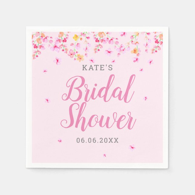 Elegant Blossom Floral Bridal Shower Napkin (Front)