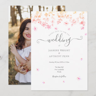 Elegant Blossom Floral Photo Wedding Invitation