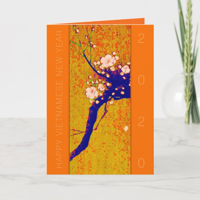 Elegant Blossom Happy Vietnamese Lunar New Year GC Holiday Card (Front)