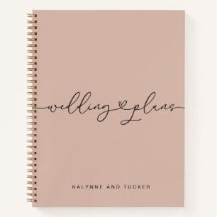 Elegant Blossom Pink Wedding Plans Heart Notebook