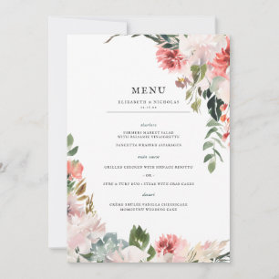 Elegant Blossoms   Spring Floral Wedding Menu Invitation