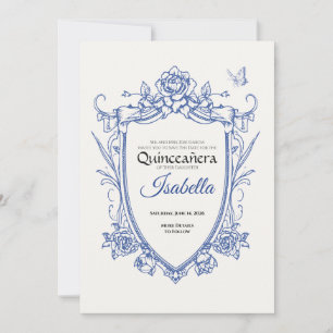 Elegant Blue 15th Birthday Quinceañera Save The Date