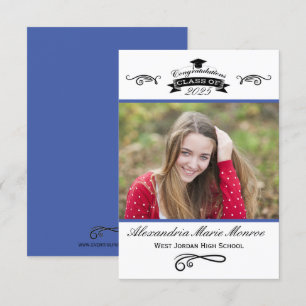 Elegant Blue - 3x5 Graduation Announcement