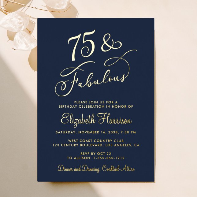 Elegant Blue 75th Birthday Party (Creator Uploaded)