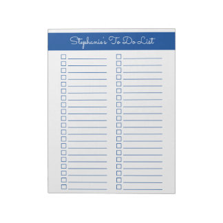 Elegant Blue 8.5x11 Two Column Checklist Notepad