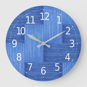 Elegant Blue Abstract Brushed Stripes Artwork Large Clock