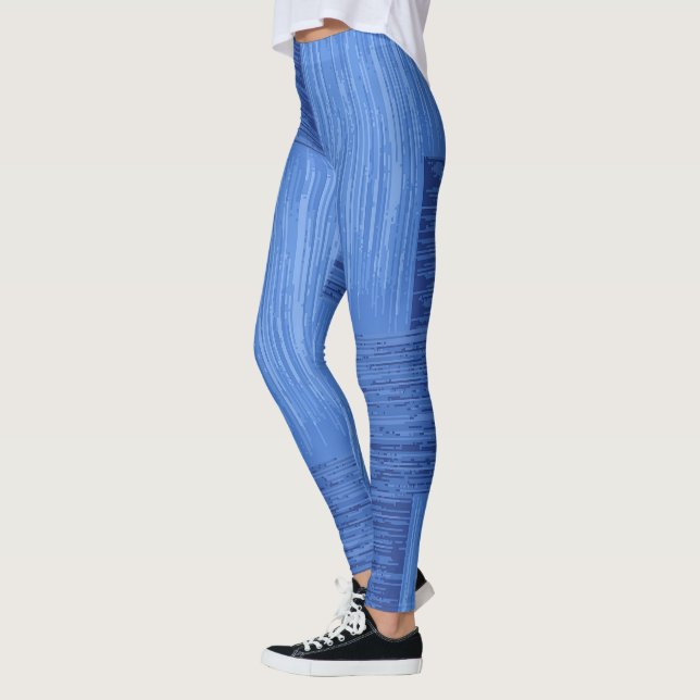 Elegant Blue Abstract Brushed Stripes Artwork | Leggings (Left)