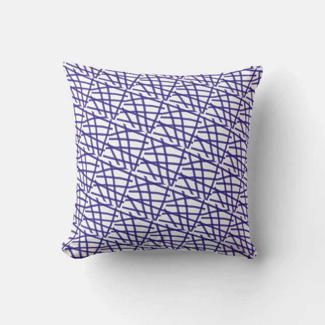 Elegant Blue Abstract  Lines Cushion (Front)