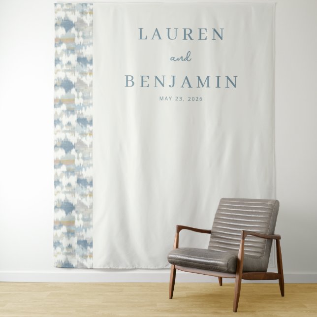 Elegant Blue Abstract Mountains Tapestry (In Situ)