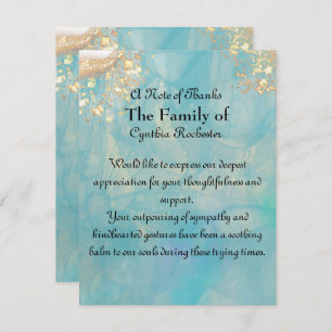 Elegant Blue Abstract Ocean Marble Memorial Thank You Card