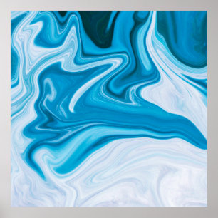Elegant Blue Abstract Ripple   Poster