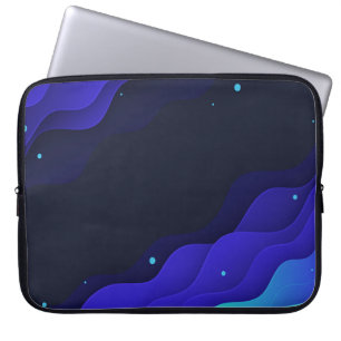 Elegant Blue Abstract Waves Laptop Sleeve
