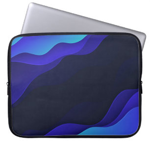 Elegant Blue Abstract Waves Laptop Sleeve
