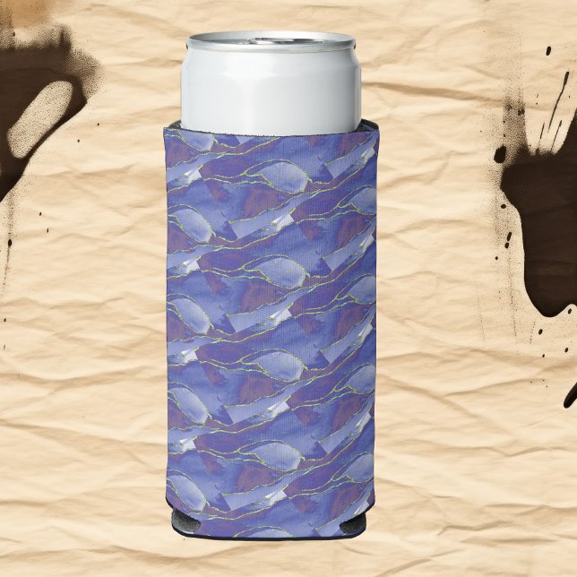 Elegant Blue Abstract with Purple | Seltzer Can Cooler (Creator Uploaded)