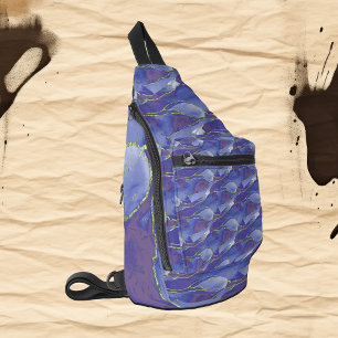 Elegant Blue Abstract with Purple Sling Bag