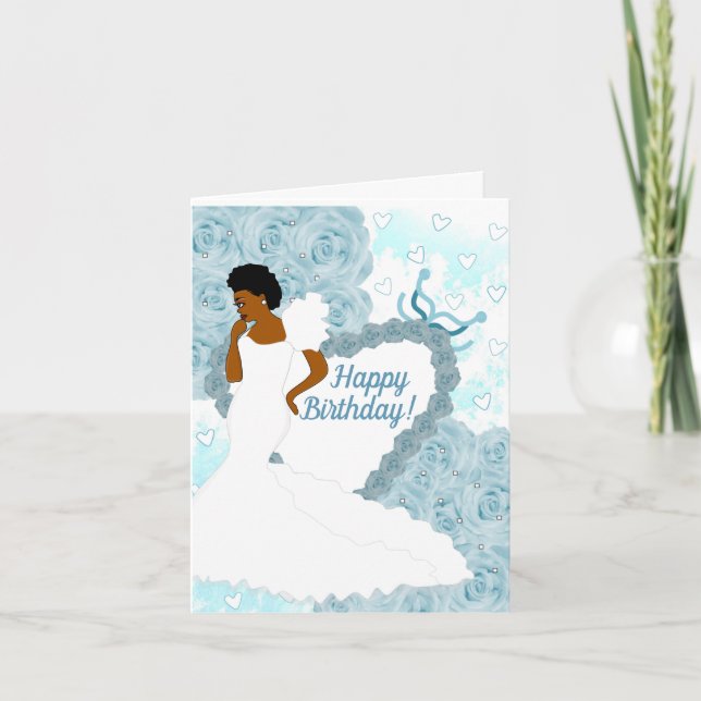 Elegant Blue African American Mother's Birthday Ca Card (Front)