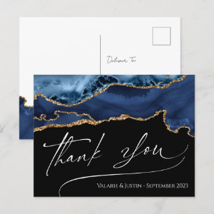 Elegant Blue Agate Thank You Postcard