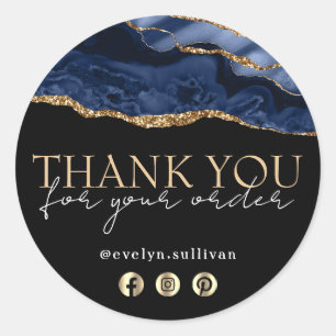 Elegant blue agate thank you sticker