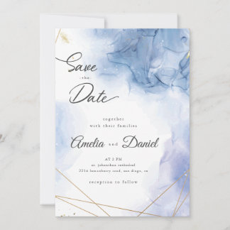 Elegant Blue Agate wedding Save the Date Invitation