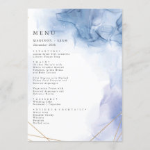 Elegant Blue Agate wedding Spring Menu