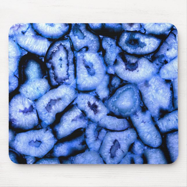 Elegant blue agates blue gemstones blue quartz mouse mat (Front)