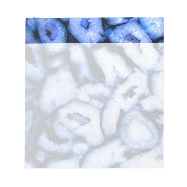 Elegant blue agates blue gemstones blue quartz notepad (Front)
