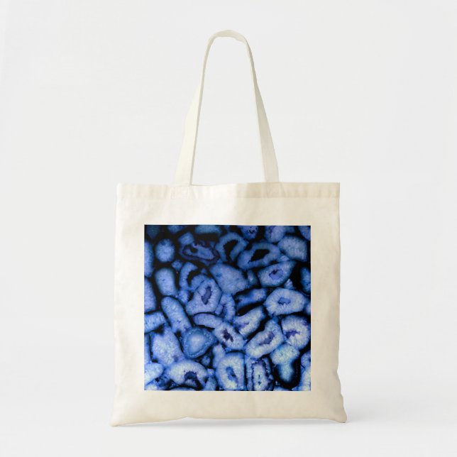 Elegant blue agates blue gemstones blue quartz tote bag (Front)