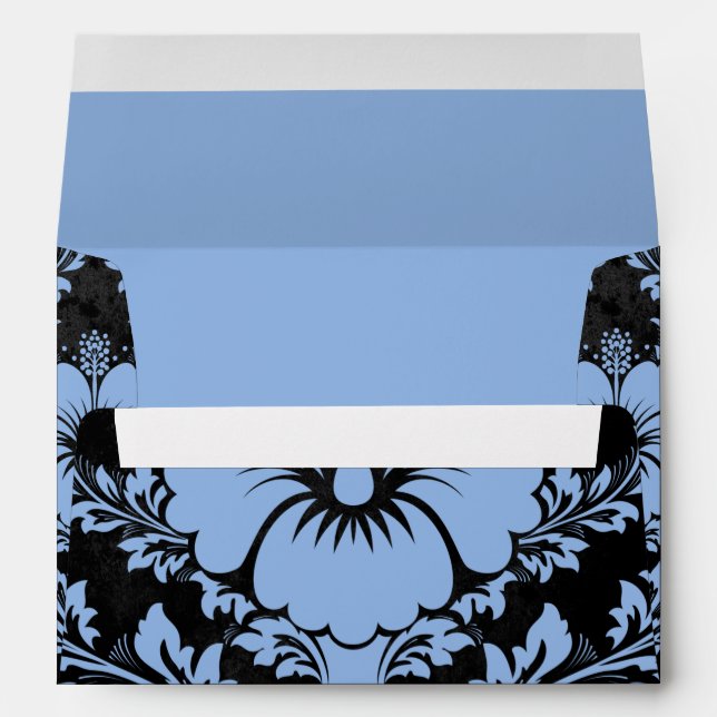 Elegant blue and black damask Christmas elegant En Envelope (Back (Bottom))