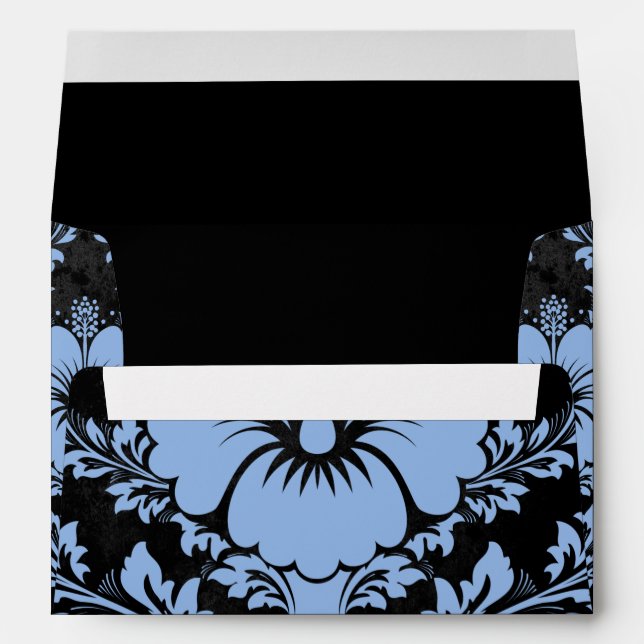 Elegant blue and black damask Christmas elegant Envelope (Back (Bottom))