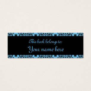 Elegant blue and black damask mini book marks
