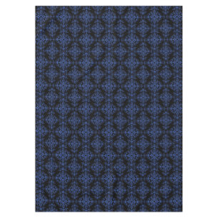 Elegant Blue and Black Damask Style Pattern Tablecloth
