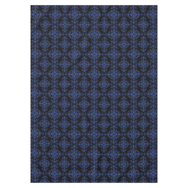 Elegant Blue and Black Damask Style Pattern Tablecloth (Front)