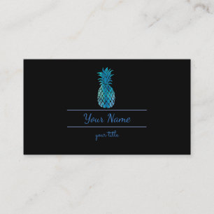 elegant blue and black pineapple business card