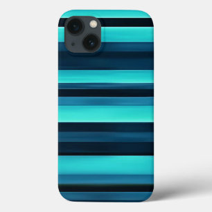 Elegant Blue and Black Striped Sleek Modern Design iPhone 13 Case
